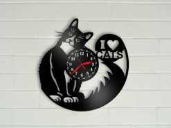 ceas de perete din vinil pisica